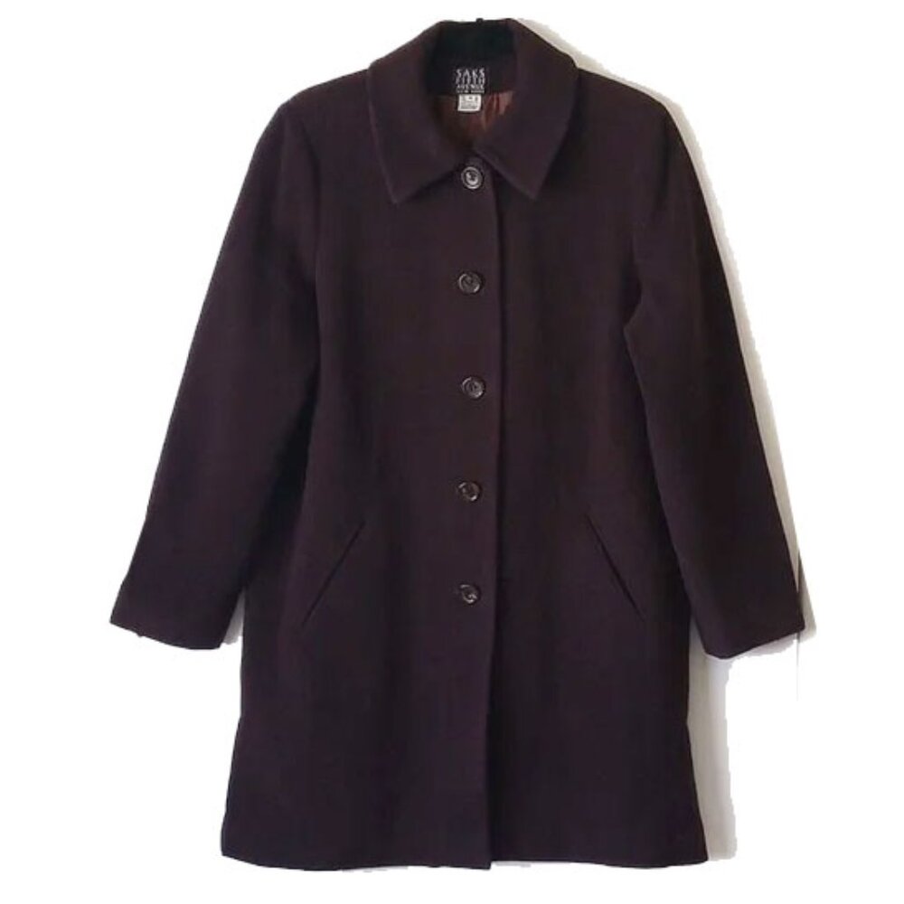 Vintage Purple Saks Fifth Avenue Angola Cashmere Wool Car Coat Men's M Japan